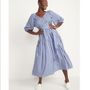 Old Navy Waist-Defined Striped Tie-Belt Midi Wrap Dress NEW Plus Size 4X